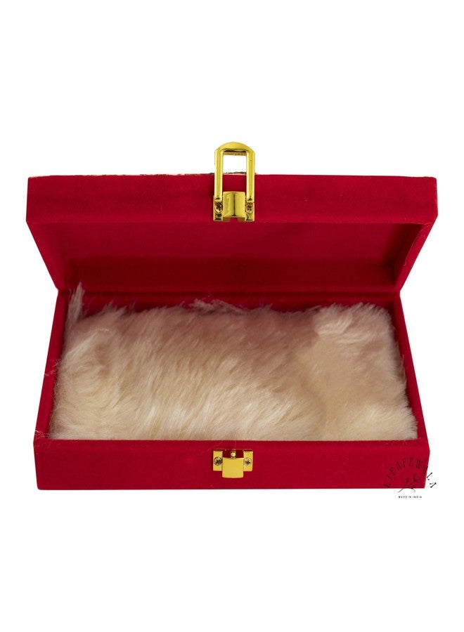 LIFAFEWALA Decorative Embroidery Shagun Box, Cash Box, Gaddi Box, Jewellery Box, Gift Box, Money Box Envelope in Peacock Design with Fur Inside(Red, Pack of 1) - Image 4
